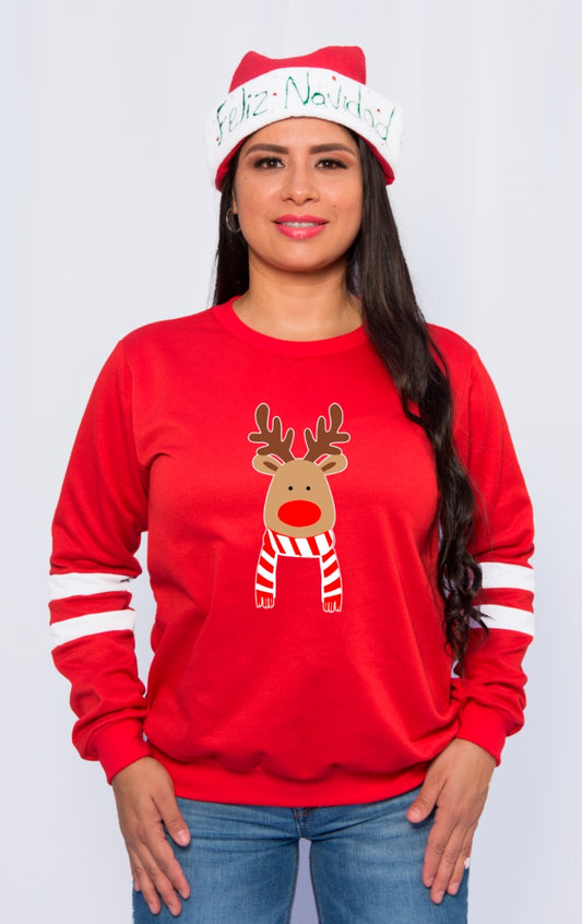 Buzo, Saco Hoodie Renos Navidad Rojo